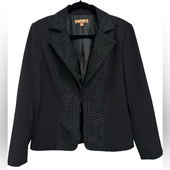 Ellen Tracy Womens Black Ribbon Notch Single Closure Blazer Pockets Business 10 - Picture 1 of 5